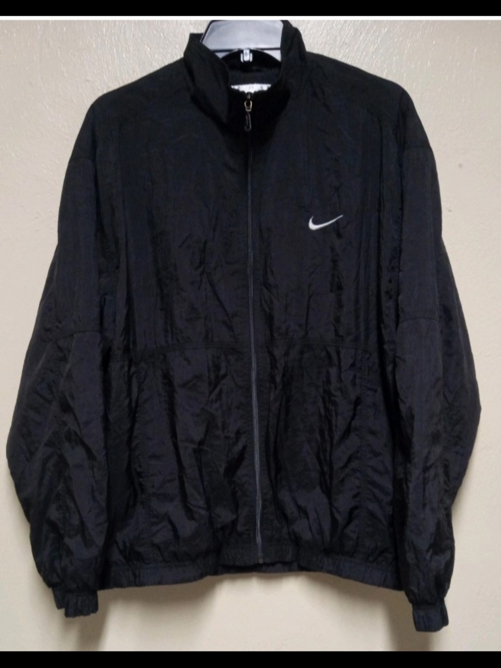 Vintage Mens Nike Large Jacket Black Windbreaker Mesh under back vent flap